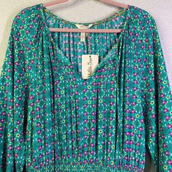 MATILDA JANE Dress Large Age of Aquarius Floral‎ Boho Prairie Tiered V-Neck Midi - Picture 5 of 15